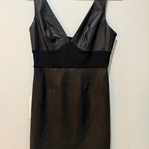 Tart Collections Black Two Tone Leather Mini Dress L